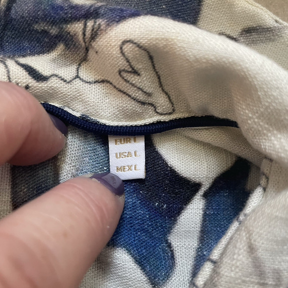 Porter Ash Shirt Men Large White Blue Floral Linen Blend Hawaiian Button Up - Picture 4 of 12